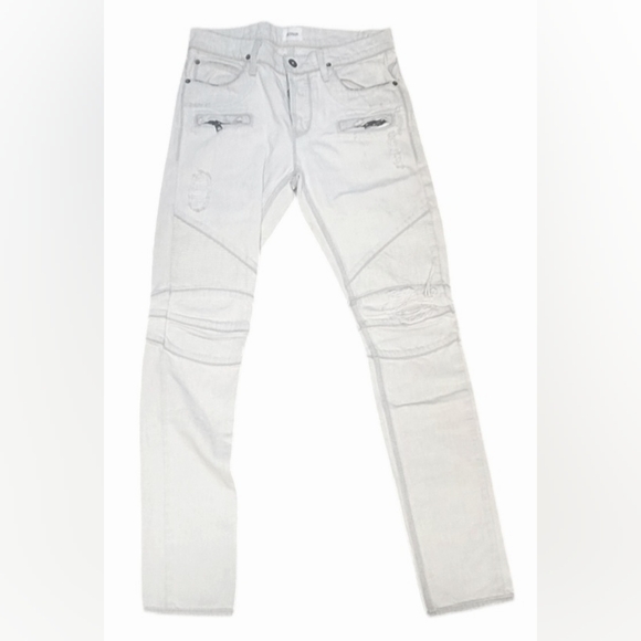 HUDSON | White Blinder Skinny Biker Moto Distressed Jeans | Size: 30x32 - Picture 2 of 9